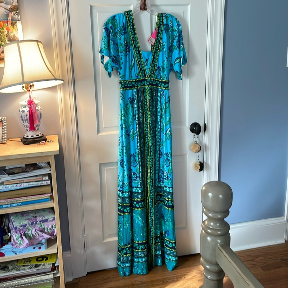 STUNNING NWT Lilly Pulitzer maxi bell sleeve retro boho feminine dress 2 💕